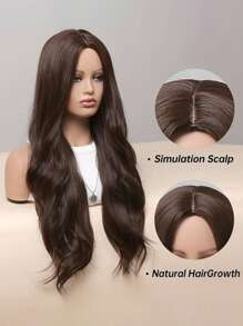 24 Inches Long Brown Wigs For Women Natural Synthetic Hair Synthetic Wig Loose Wave Wigs Heat Resistant