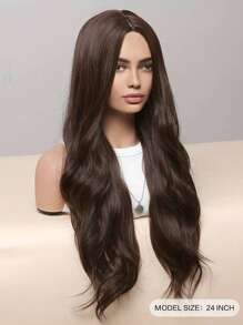 24 Inches Long Brown Wigs For Women Natural Synthetic Hair Synthetic Wig Loose Wave Wigs Heat Resistant