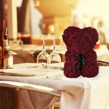 1入不凋花玫瑰熊 PE 泡沫花熊公仔，聖誕情人節七夕婚禮生日創意禮物