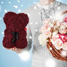 1入不凋花玫瑰熊 PE 泡沫花熊公仔，聖誕情人節七夕婚禮生日創意禮物