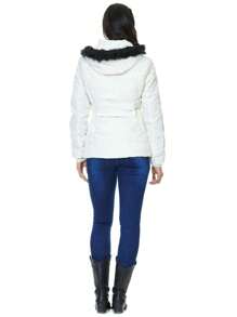 Chamarra blanca estilo cazadora calientita acolchada para mujer bonita casual y elegante LJ17-128 - Blanco - Ver 5