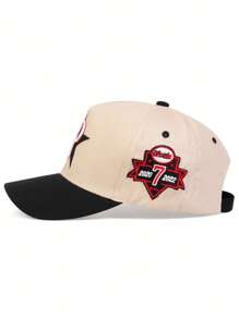 1頂男式流行可調節防曬棒球帽,五角星和字母'p'刺繡,非常適合春秋旅遊、海灘或派對 - 彩色 - 查看 3