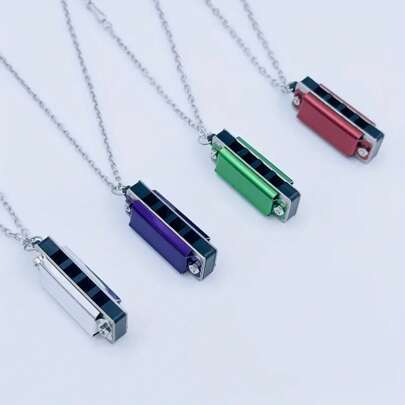 Necklace Small Harmonica 4-Hole 8-Note Mini Harmonica 4-Hole 8-Note Playing Harmonica Can Play Songsmouth Organ,Harmonicas,Mini Toys,Tamagochi,Mini Guitar,Kazoo