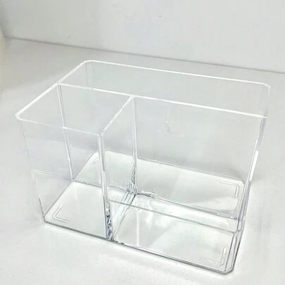1 hộp đựng bút 3 ngăn trong suốt, hộp đựng bút chì, hộp đựng cọ trang điểm, đồ dùng học tập, đồ dùng nhà trường, hộp đựng bút chì, túi đựng bút chì, cặp sách, văn phòng phẩm.