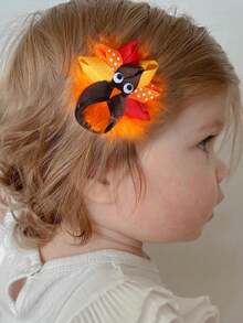 童裝飾品1個可愛的秋冬保暖火雞毛夾髮飾