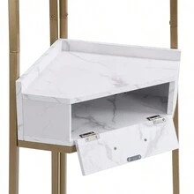 Corner Shelf with Two Drawers 72.64'' Tall, 4-tier Industrial Bookcase, Gold - 金色 - 查看 8