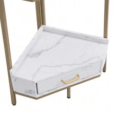 Corner Shelf with Two Drawers 72.64'' Tall, 4-tier Industrial Bookcase, Gold - 金色 - 查看 10