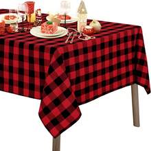 1 件 50 吋紅色水牛格桌布,方形,適合聖誕節、婚禮、廚房、餐廳、派對、家庭野餐和聖誕裝飾