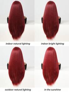 Màu Đỏ Sâu Tóc Sợi tổng hợp Ren Tóc giả Dài Tóc Thẳng Tóc giả Glueless Rượu vang Đỏ  Sợi tổng hợp Ren Tóc giả 13*4*1 T Phần ren Tóc giả Đối với Thời trang NỮ Chống nóng Chất xơ Tóc Cho bữa tiệc Liên hoan âm nhạc Giáng sinh Tóc giả 30 inch - Màu Đỏ Sâu - Xem 7