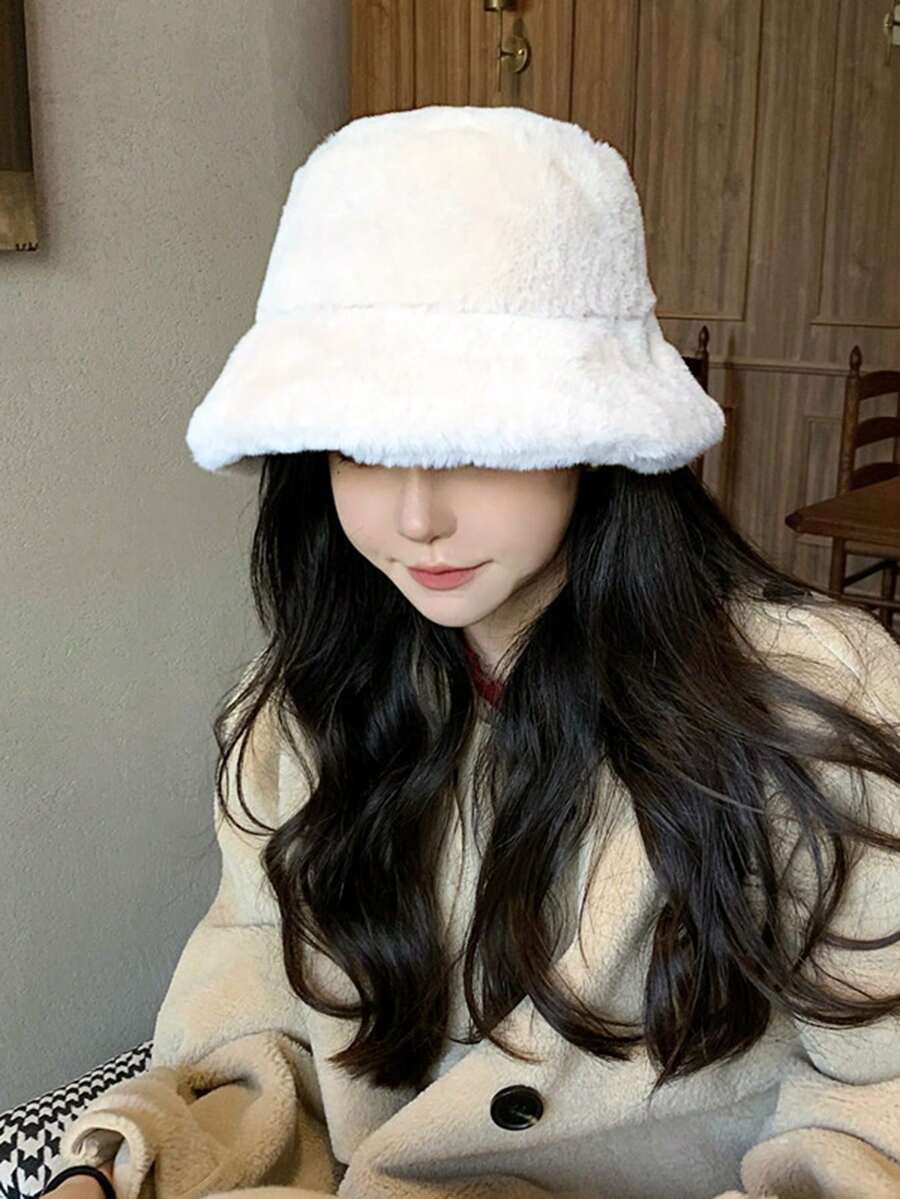 1頂男女通用毛絨y2k風滑雪帽,保暖透氣,適合秋冬日常戶外休閒和保暖佩戴 - 白色 - 查看 1