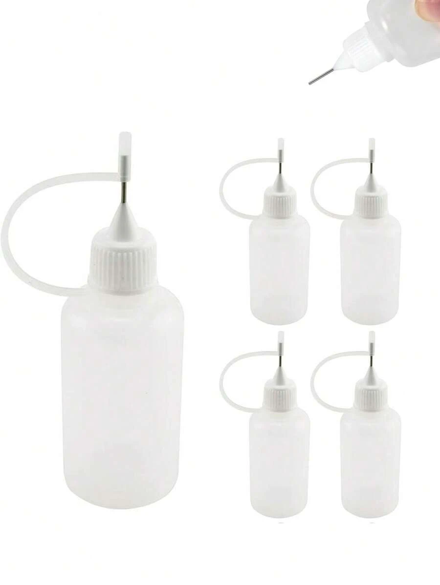 5入組塑膠滴管瓶,長尖頭,容量分別為10ml,20ml,30ml,適合小型手工藝項目、紙紮工藝、diy藝術繪畫,帶白蓋 - 無色 - 查看 1