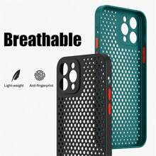 Apple Heat Dissipation Breathable Cooling Case Compatible With Iphone 12 11 13 14 Plus 15 16 Pro Max 13 Mini X XS Max XR 7 8 Plus SE Soft Silicone Cover - Black - View 3
