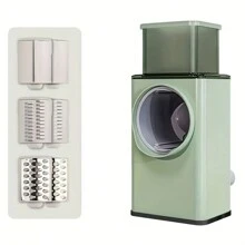 3-in-1 Rotary Cheese Grater With 6 Interchangeable Stainless Steel Blades - Manual Mandoline Slicer For Cheese, Vegetables, Nuts, And Potatoes - Strong Suction Base And Easy Grip Handle - Green - View 9