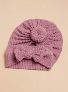 1pc Baby Cap And 1pc Baby Headband - Purple - View 3