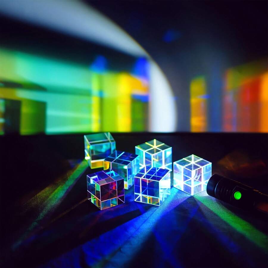 1pc Colorful Optical Glass X-Cube Prism RGB Dispersion Prism For Physics Teaching Research Decoration Art Education - AB Color - View 1