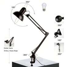 LED Desk Lamp, Metal Desk Lamp With Clamp, Adjustable Folding Study Table Lamp For Home, Office, Work, Study - black/white light - View 2