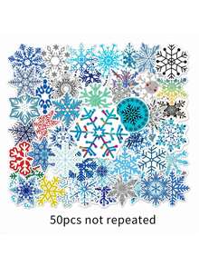 Sọc Giáng sinh Có màu sắc Bông tuyết Hình dán , Mát mẻ Không thấm nước Giấy dán Đối với Trang trí DIY Của Phòng , Điện thoại di động , Máy tính , Tường , Ván trượt , Cốc nước , Cửa sổ , Bền chặt Qủa tặng Đối với Thanh thiếu niên Và Người lớn - Màu xanh lam - Xem 2