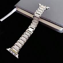 1 pieza Banda metálica con cristales completos compatible con mujeres para relojes de 38/40/41/44/45/49/42/46mm Series 11/SE3/Ultra3/Ultra/SE/SE2/10/9/8/7/6/5/4/3/2/1 - Plateado - Ver 5