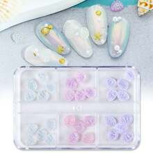 30pcs/box Resin Seashell & Aurora Shell Series Nail Art Accessories, Ocean Style Nail Art Decors Perfect For Your Diy Nail Art - Multicolor - View 3