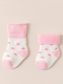 5 Pairs Baby Girls' Pink High Quality Warm Cuff Socks - Multicolor - View 8