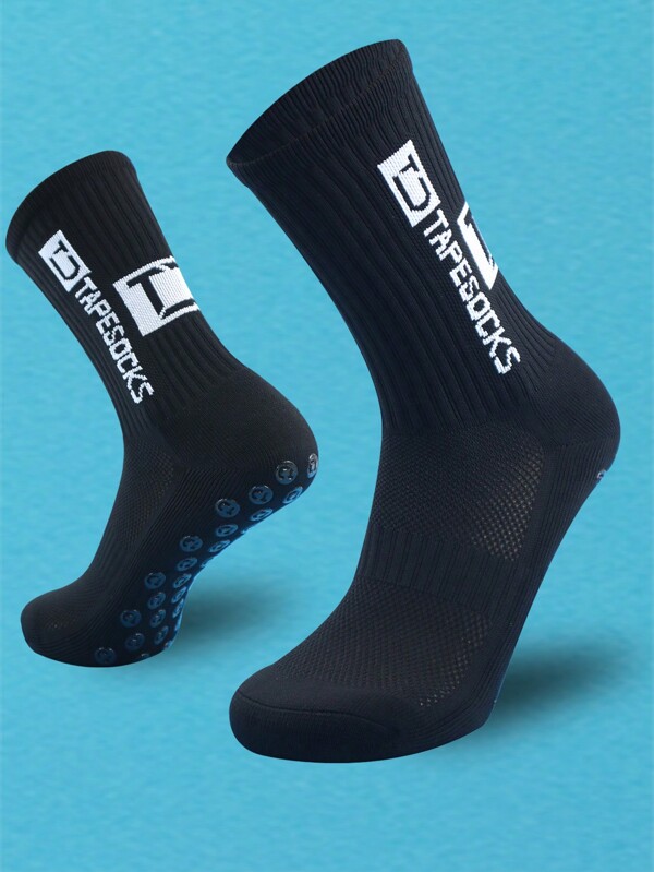 FLSHMCEN 1 par Calcetines deportivos y de exterior para hombre para fútbol, antideslizantes con almohadillas de agarre antideslizantes para fútbol, baloncesto y deportes con calcetines con agarre