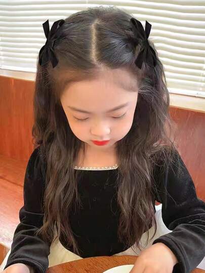 2 Stück Samt Haarspangen mit Schleife für Seitenfransen, elegante Haarspangen für Mädchen-Frisuren im Herbst und Winter