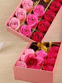 1入組情人節玫瑰形香皂花禮盒,節慶促銷禮品 - 粉色 - 查看 4