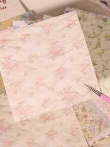 60pcs Vintage Floral Pattern Music Score Writing Paper, (fanhua Zhi Ye Collection), Can Be Used To Decorate Walls, Journals, Diary Books - Multicolor - View 3
