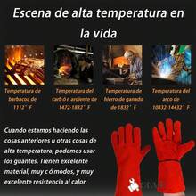 Guantes De Seguridad Industrial Trabajo Para Soldador Suaves - Rojo - Ver 2