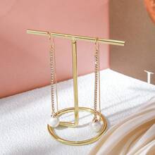 1 đôi Thanh lịch Mạ vàng 18K Trân châu Thả hoa tai Với Thiết kế tua Đối với phụ nữ , Thích hợp Đối với Ngày đêm , Buổi tiệc Và Mặc hàng ngày - Vàng - Xem 5