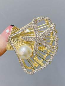 1 Pack High-end Metal Hair Grip With Rhinestones - Gold - View 13