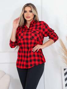 Women Blouses - Đỏ và đen - Xem 2