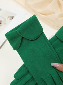 1 đôi Quý cô Màu xanh lá Bắt chước Len Đúng mốt Ấm áp Găng tay Với Màn hình cảm ứng Chỉ mục Ngón tay Chức năng , Lý tưởng Đối với Các hoạt động ngoài trời Và Mùa Đông Đạp xe - màu xanh lá - Xem 2