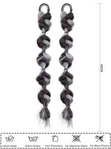 一對 16 英寸燈籠泡泡辮子漸變麻花假馬尾辮雙馬尾女式日常派對套裝 - 漸層 - 查看 3