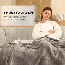 Heated Throw Blanket Electric Blanket Throw, Heated Blanket with 5 Heating Levels & 4 Hours Auto Off, Super Cozy Soft Heating Blanket with Fast Heating for Bedding, 50"x60", Light Gray