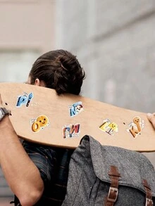 50入組英文字母塗鴉貼紙,防水創意裝飾貼紙,適用於摩托車,杯子,冰箱,筆記本電腦,兒童卡通貼紙,手提電腦,手提箱等任何地方 - 黑與白 - 查看 3