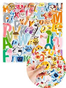50入組英文字母塗鴉貼紙,防水創意裝飾貼紙,適用於摩托車,杯子,冰箱,筆記本電腦,兒童卡通貼紙,手提電腦,手提箱等任何地方 - 黑與白 - 查看 1