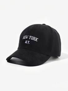 1pc Velvet New York Ny Baseball Cap For Outdoor Activities - Black - View 1