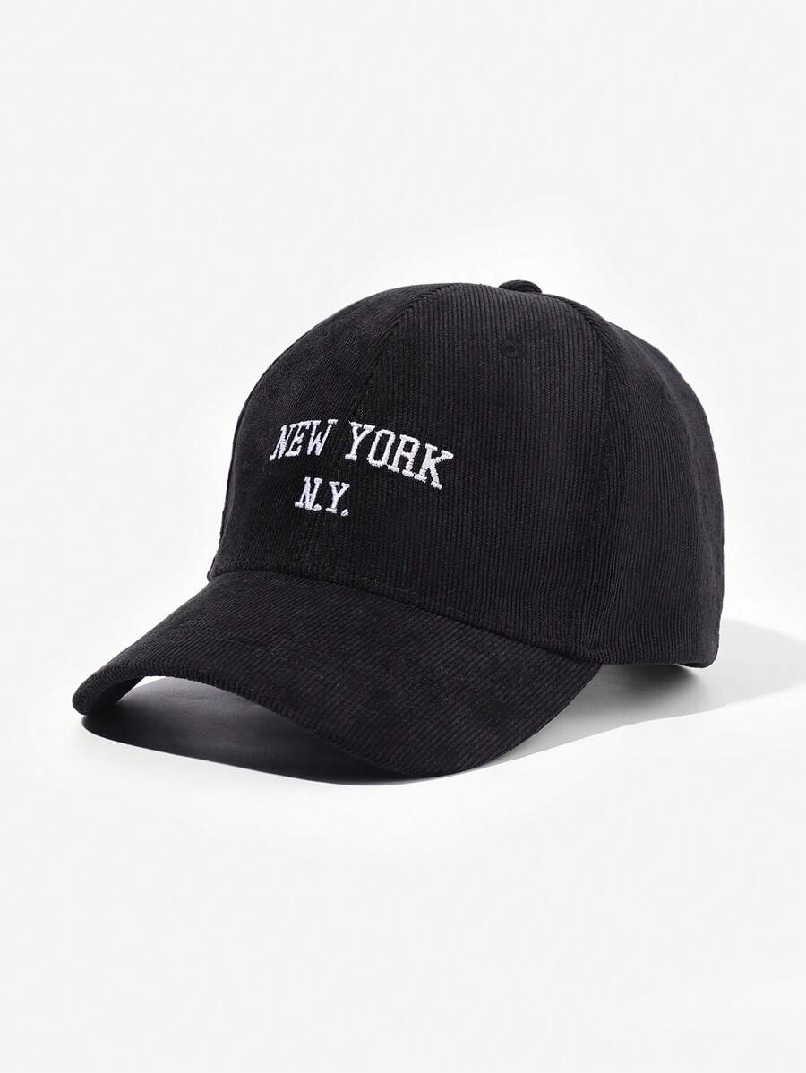 1pc Velvet New York Ny Baseball Cap For Outdoor Activities - Black - View 1