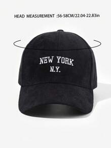1pc Velvet New York Ny Baseball Cap For Outdoor Activities - Black - View 6