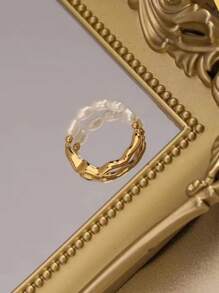 1入流行、時尚、甜美、清新淡水人造珍珠女式食指戒指 - 珍珠戒指 - 查看 2