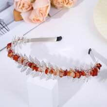 1pc Natural Crystal Golden/silver Leaf Design Headband For Diy, Wholesale Popular European And American Style Hair Accessories - Multicolor - View 23