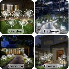 太陽能煙火燈,庭院燈,太陽能花園燈,8種照明模式60/90/150/200led太陽能煙火燈戶外防水煙火太陽燈串燈,適用於花園庭院、萬聖節、聖誕節、婚禮裝飾、牆壁裝飾、旅遊、野營、派對,是聖誕生日禮物的完美選擇-冷白色/暖白色/多色庭院燈 - 白光 - 查看 6