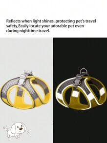 1pc Reflective Breathable Vest-style Chest & Back Strap For Small And Medium-sized Pets - Black - View 4