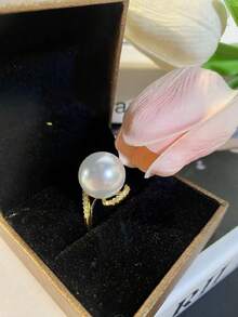 豪華優雅時尚12mm天然深海珍珠母貝戒指 - 白色 - 查看 1