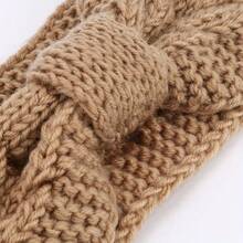 1 件冬季针织粗头带女士钩针头巾针织耳暖头巾 - 棕色 - 查看 6
