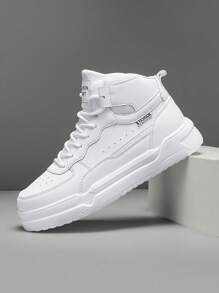 Zapatillas deportivas y malla de estilo para parejas, de color blanco, livianas, versátiles y cómodas, de caña alta, calzado deportivo casual y unisex para exteriores - Blanco - Ver 11