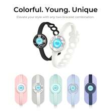 Totwoo Candy Wave Collection-Long Distance Touch Single Bracelet(Work In Pairs)-Colorful Band Bracelet, Vibration & Light Up For Love Couples Bracelet | Long Distance Relationship Gifts For Girlfriend Bluetooth Pairing Jewelry- Stay Connected Anytime, Anywhere - White - View 3