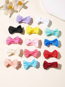 20pcs/Pack Small Size Fabric Bow Knot Hair Clip(Set In Random Colors) For Baby Girls' Daily Use - Multicolor - View 2