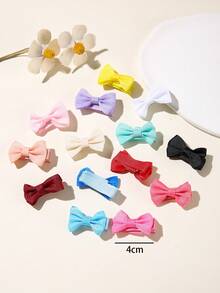 20pcs/Pack Small Size Fabric Bow Knot Hair Clip(Set In Random Colors) For Baby Girls' Daily Use - Multicolor - View 3